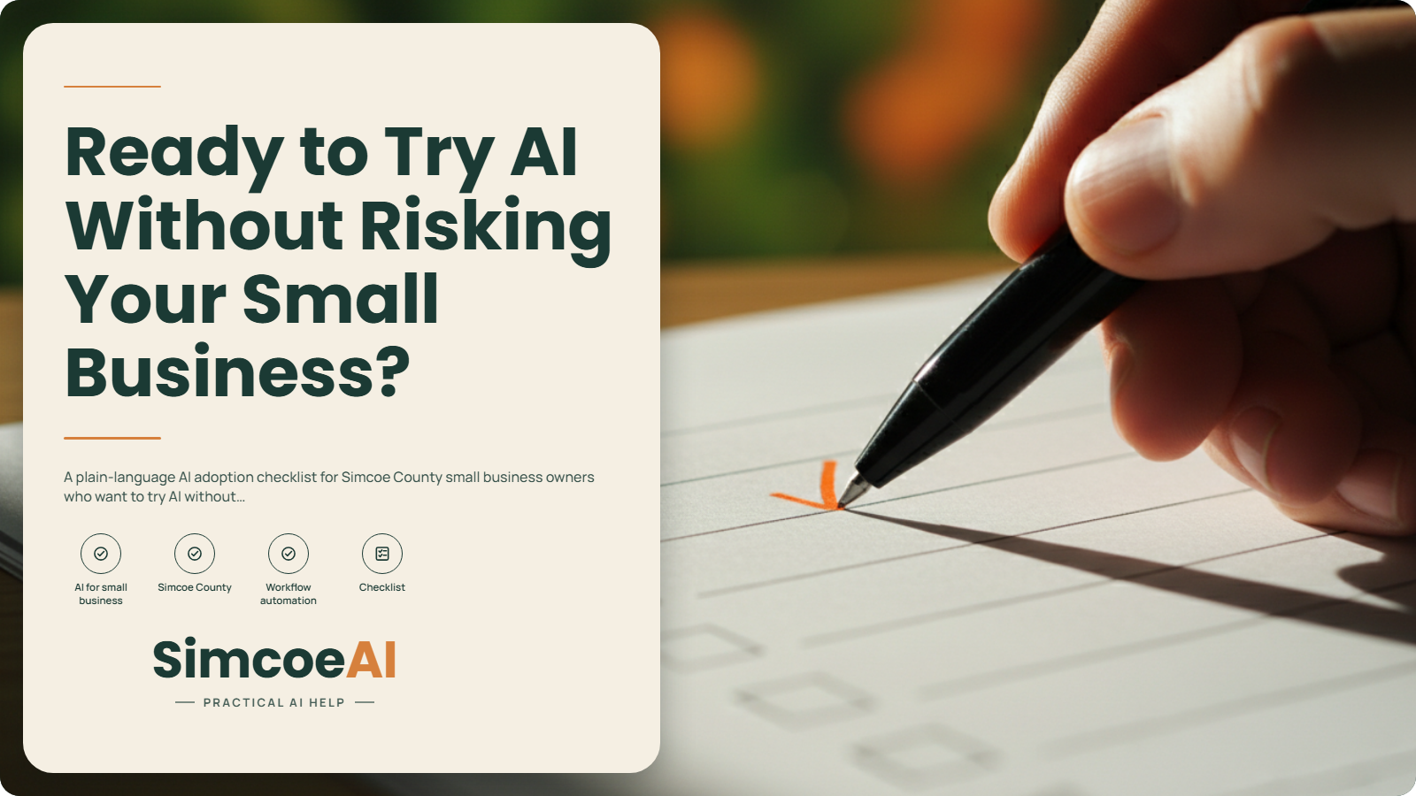 Header image: An AI Adoption Checklist for Simcoe County Small Business Owners